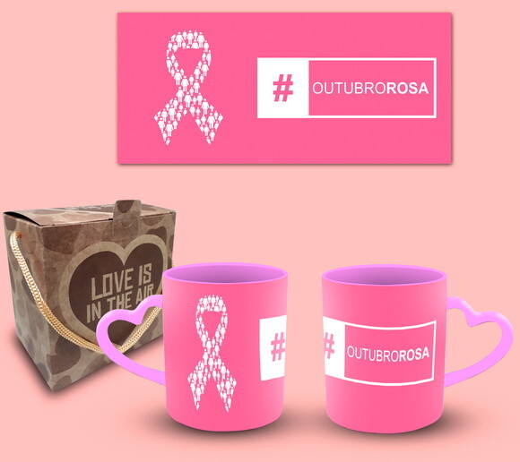 Caneca Coração Personalizada Outubro Rosa Câncer De Mama #02