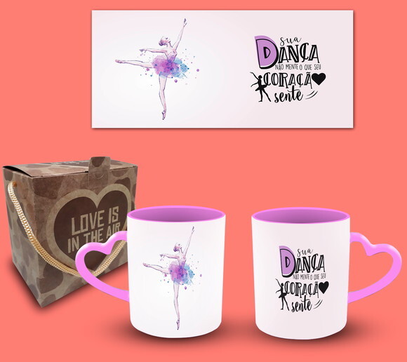 Caneca Coração Personalizada Profissão Bailarina + Cx ##