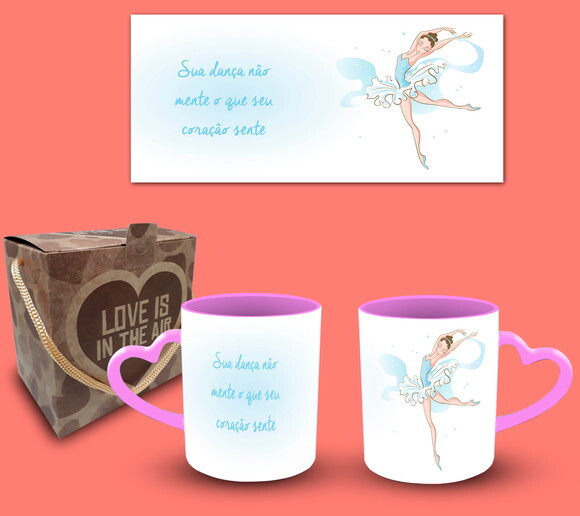 Caneca Coração Personalizada Profissão Bailarina + Cx #8
