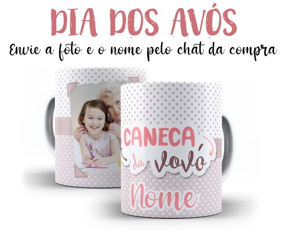 Caneca da Vovô Dia dos Avós com Foto e Nome + Caixinha
