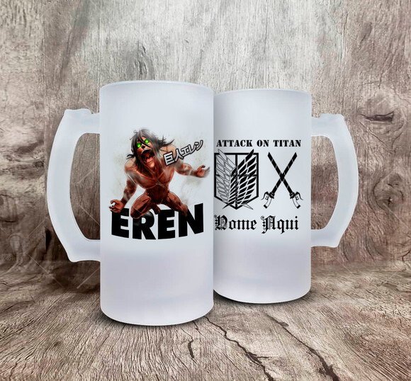 Caneca de Chopp Shingeki no Kyojin Eren com Nome