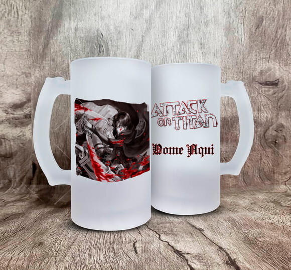 Caneca de Chopp Vidro Shingeki no Kyojin Capitão Levi