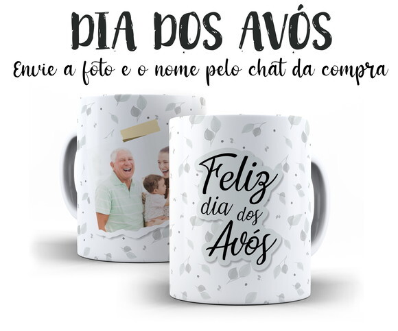 Caneca Dia dos Avós com Foto e Nome + Caixinha