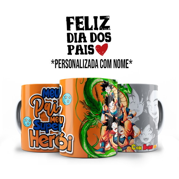 Caneca Dia dos Pais Goku Dragon Ball com Nome