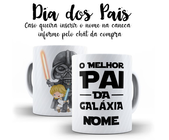 Caneca Dia dos Pais Darth Vader Star Wars com nome + Caixa