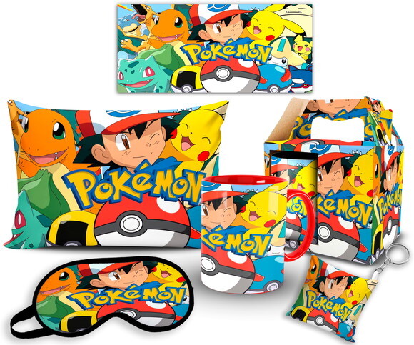 Caneca E Almofada + Kit Personalizado Anime Pokémon + Caixa
