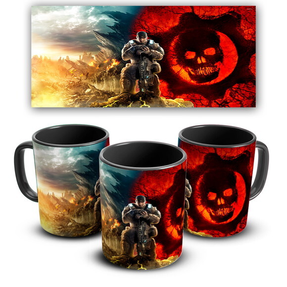 Caneca E Almofada + Kit Personalizado Game Gear Of War!!!!