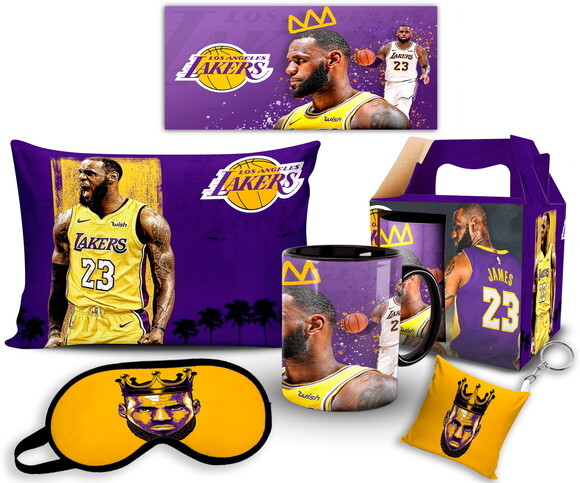 Caneca E Almofada + Kit Personalizado Lebron James Lakers