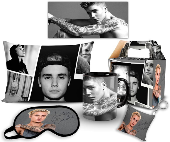 Caneca E Almofada + Kit Personalizado Justin Bieber + Caixa