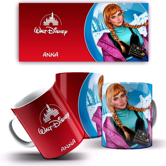 Caneca E Almofada Disney Princesa Frozen Anna + Caixa