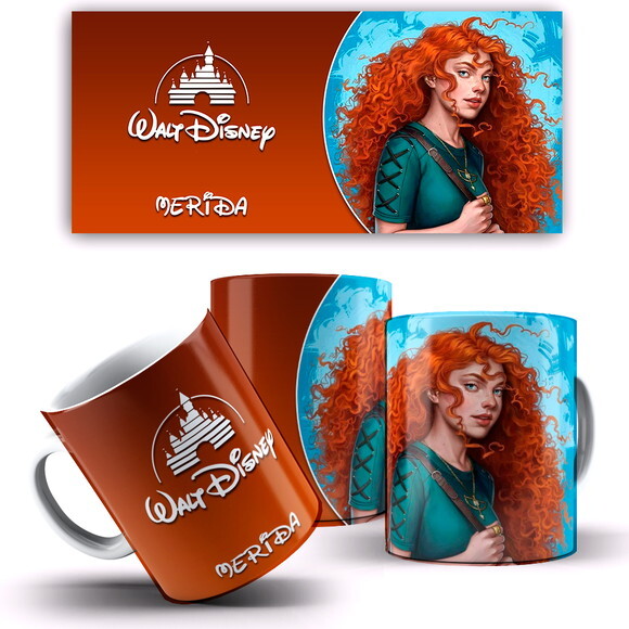 Caneca E Almofada Disney Princesa Moderna Merida + Caixa