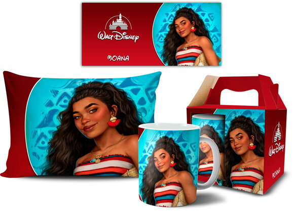 Caneca E Almofada Disney Princesa Moderna Moana+ Caixa