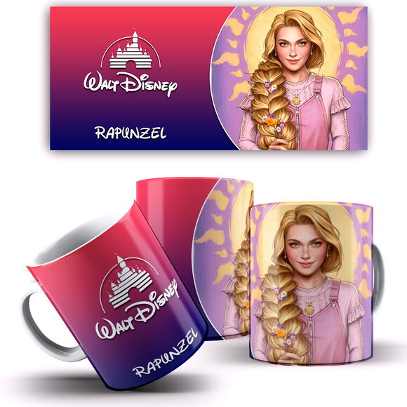 Caneca E Almofada Disney Princesa Moderna Rapunzel + Caixa