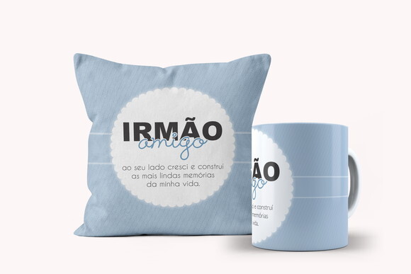 Caneca e Almofada Personalizada irmão Amigo