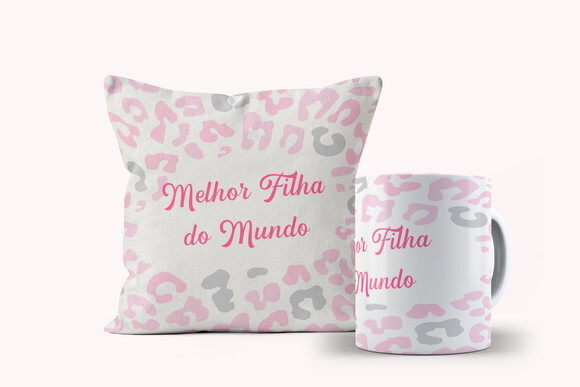 Caneca e Almofada Personalizada Melhor Filha do Mundo
