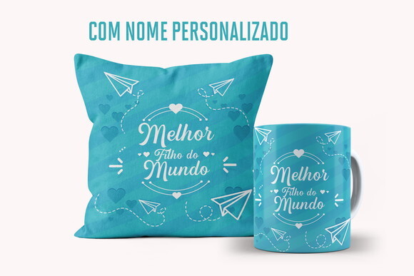 Caneca e Almofada Personalizada Melhor Filho do Mundo