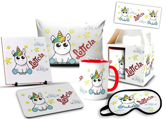 Caneca E Almofada Unicórnio Personalizado Com nome + Kit