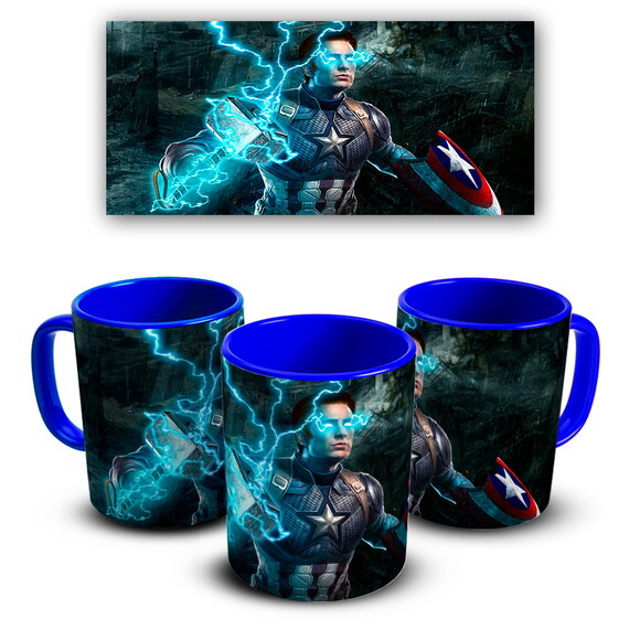 Caneca E Almofada Vingadores Capitão América + Kit Caixinha