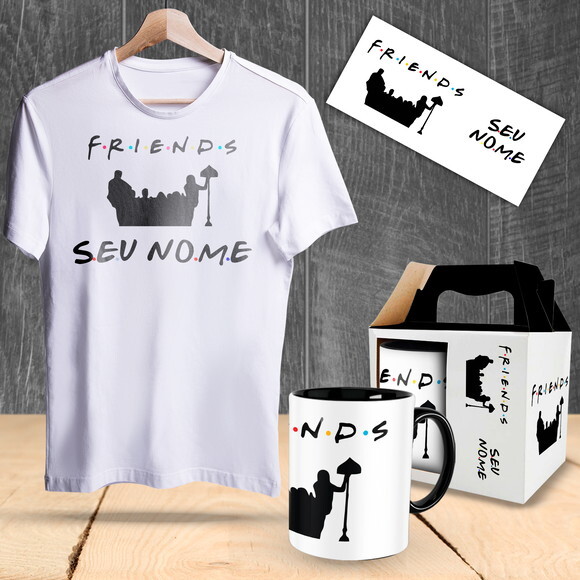 Caneca e Camisa Personalizada Com Nome Série Friends + Caixa