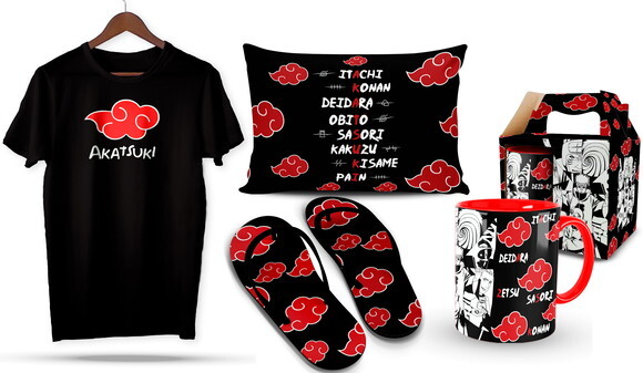 Caneca e Camiseta + Kit Akatsuki Naruto - Mod 001