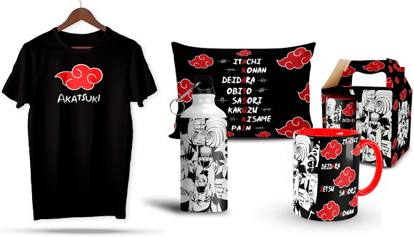 Caneca e Camiseta + Kit Akatsuki Naruto - Mod 003