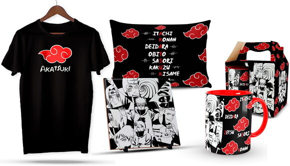 Caneca e Camiseta + Kit Akatsuki Naruto - Mod 002