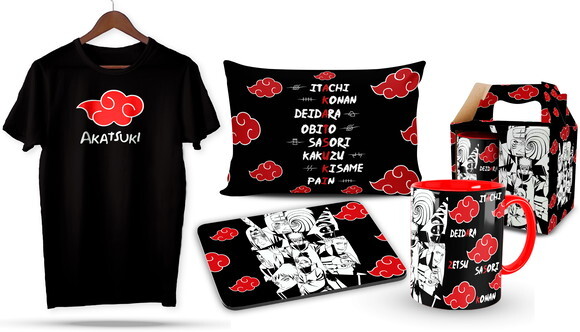 Caneca e Camiseta + Kit Akatsuki Naruto - Mod 004