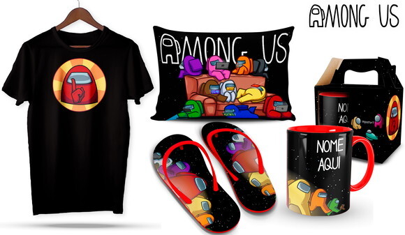 Caneca e Camiseta + Kit Among Us - Mod 001