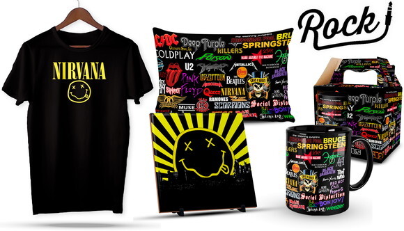 Caneca e Camiseta + Kit Bandas de Rock Nirvana -Md 02