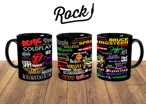 Caneca e Camiseta + Kit Bandas de Rock Nirvana -Md 01