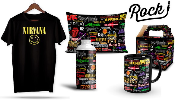 Caneca e Camiseta + Kit Bandas de Rock Nirvana -Md 03