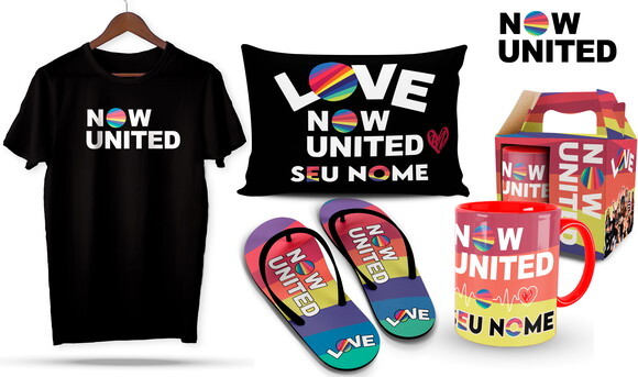Caneca e Camiseta + Kit Now United com Nome - Mod 001