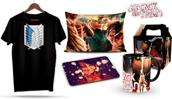 Caneca e Camiseta + Kit Shingeki no Kyojin - Mod02