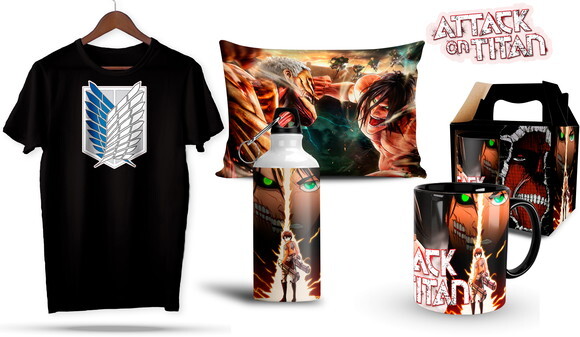 Caneca e Camiseta + Kit Shingeki no Kyojin - Mod04