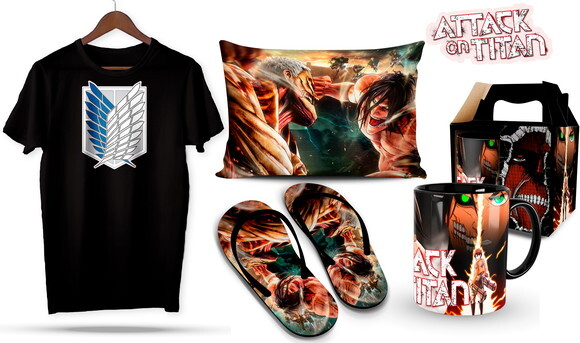 Caneca e Camiseta + Kit Shingeki no Kyojin - Mod03