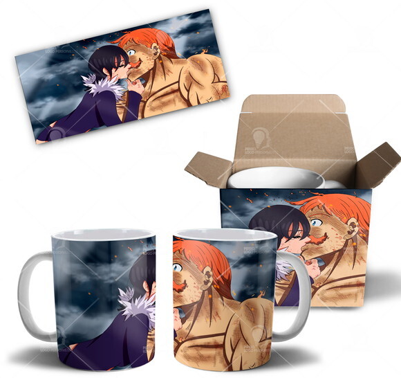 Caneca Escanor E Merlin Nanatsu No Taizai + Caixinha