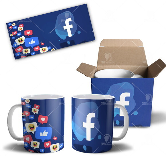 Caneca Facebook personalizada rede sociais + Caixinha