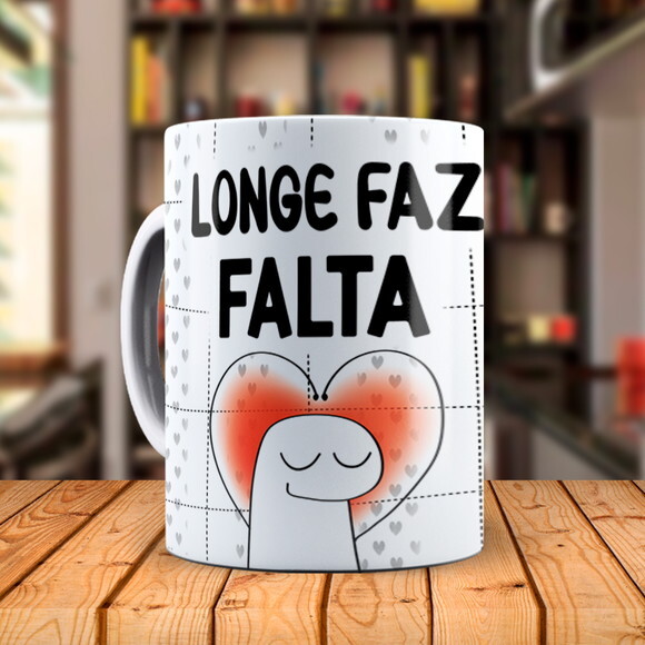 Caneca Flork Namorados Longe Faz Falta com Nome