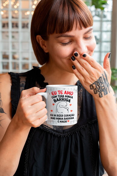 Caneca Flork Namorados Barriguinha com Nome Personalizado