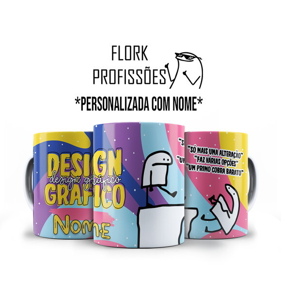 Caneca Flork Profissão Designer Gráfico com Nome