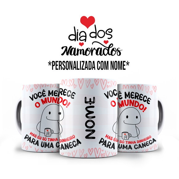 Caneca Flork Namorados Você Merece com Nome Personalizado