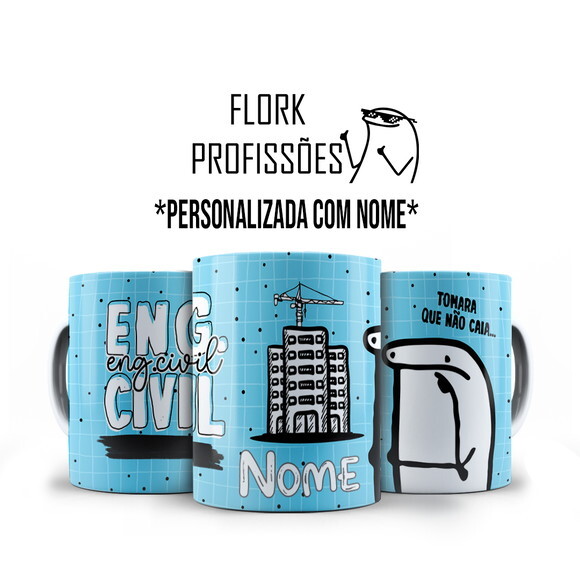 Caneca Flork Profissão Engenharia Civil com Nome