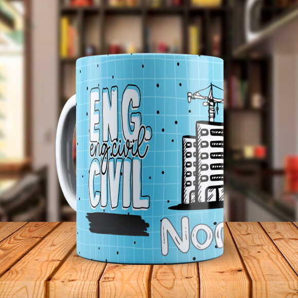 Caneca Flork Profissão Engenharia Civil com Nome