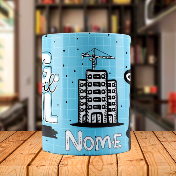 Caneca Flork Profissão Engenharia Civil com Nome