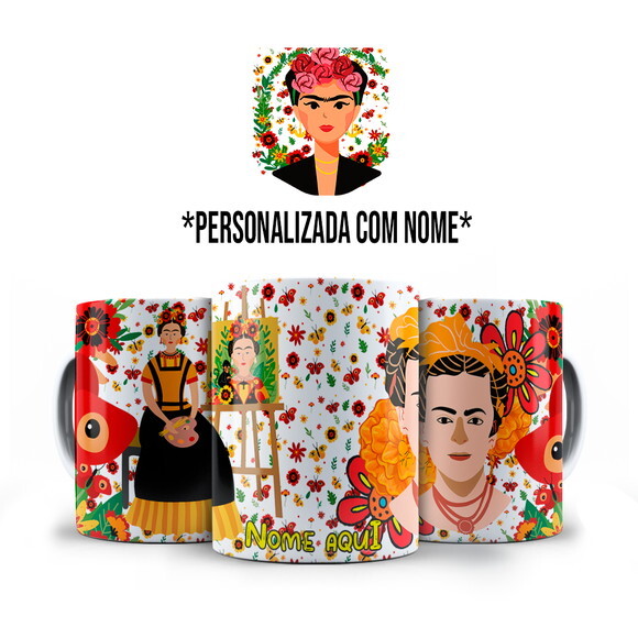 Caneca Frida Kahlo com Nome Personalizada