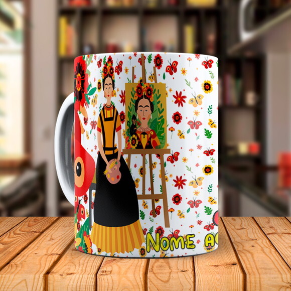 Caneca Frida Kahlo com Nome Personalizada