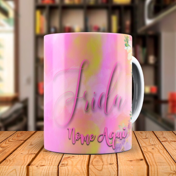 Caneca Frida Kahlo Retrato com Nome Personalizada