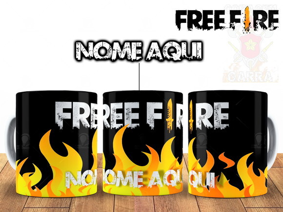 Caneca Game Free Fire com Nome Personalizado