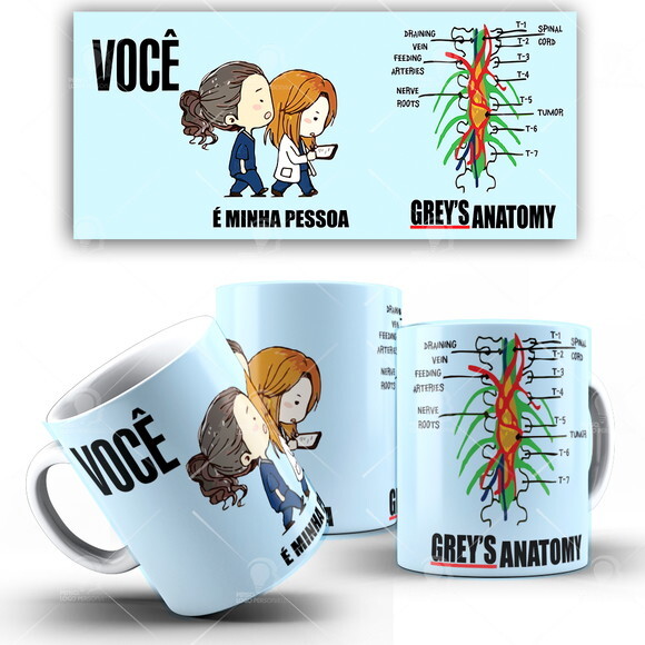Caneca Greys Anatomy série + Caixinha Mod 002
