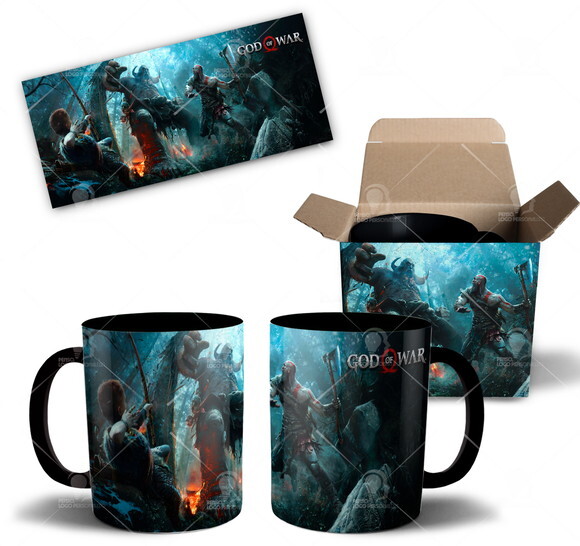 Caneca Jogo God Of War Kratos + Caixinha - Mod 001